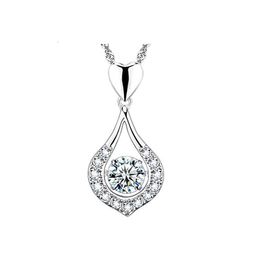 Waterdrop Heart Dance Pendant Solid 925 Sterling Silver Zorconia Rhodium Geplated ketting Accerrories voor vrouwen zonder kettingen