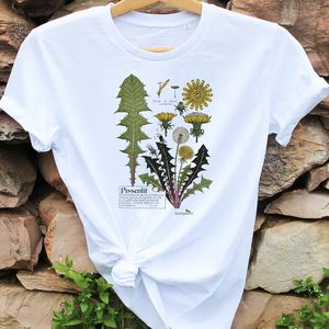 Paardebloem botanische kunst tshirt gele bloem bloemen planten natuurliefhebber Unisex Vintage esthetische korte mouw Top Tees O nek 240329