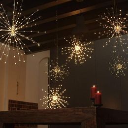 Pissenlit feux d'artifice guirlandes lumineuses LED cuivre Starburst lumières Bouquet forme 100 LED Micro lumières pour bricolage décoration de mariage 284u