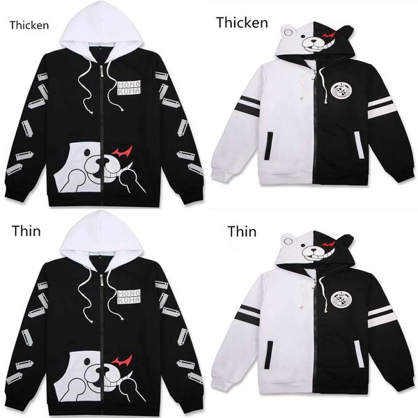 Danguronpa Anime Monokuma Cosplay Costume Unisex Situtas con capucha con capucha Blanca Blanca Manga larga Daily Chop Chaqueta 201017