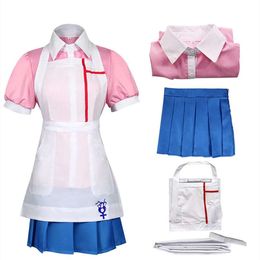 Danganronpa Mikan Tsumiki Anime uniforme mujer vestido Cosplay disfraz con peluca