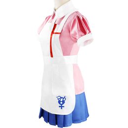 Danganronpa Mikan Tsumiki Cosplay Kostuum Halloween Carnaval Ultieme verpleegster Grappige Cafe Maid Uniform voor Dames Y0913