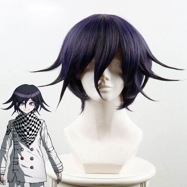 Danganronpa V3: Killing Harmony Ouma Kokichi Cosplay perruque courte droite Anime perruque Costume de fête de noël perruques + casquette