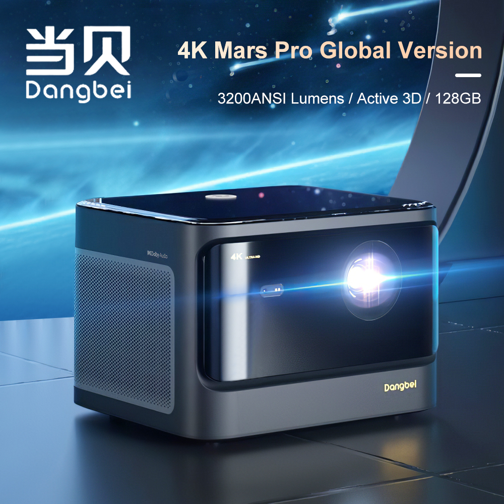 Dangbei Mars Pro Projector 4K Laser Beamer 3200ansi Lumen med 128 GB minne Aktiv 3D WiFi Smart TV Video Home Theater Cinema Cinema