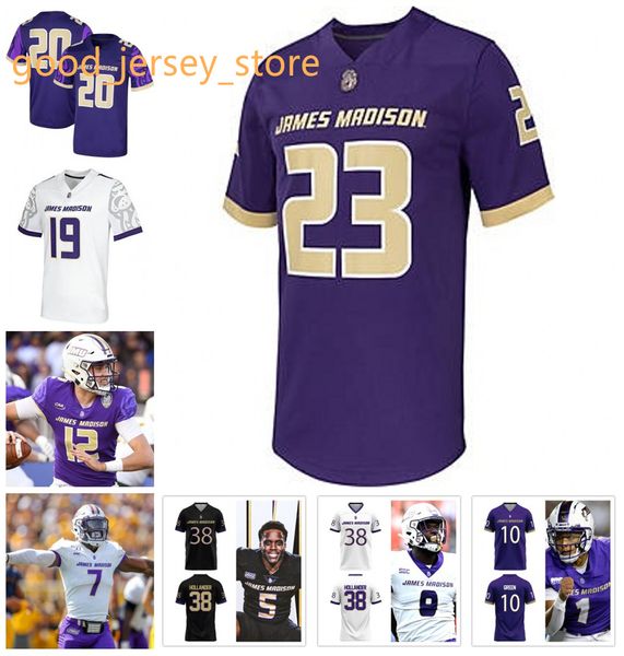 DAngelo Ponds James Madison Dukes Jersey 7 Jarius Reimonenq 82 Troy Lewis 44 Zach Horton 55 Immanuel Bush James Madison Camisetas de fútbol cosidas personalizadas para jóvenes