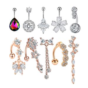 Dangle Body Belly Button Ring Set 14G Zircon Nombril Barbell Pour Hommes et Momen