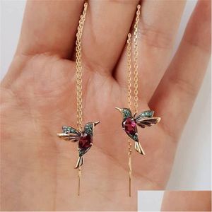 Dangle Lustre 1 Paire Unique Longue Boucles D'oreilles Oiseau Pendentif Gland Cristal Dames Conception De Bijoux 2 Couleurs Colibri Goutte Boucle D'oreille D Dhbup