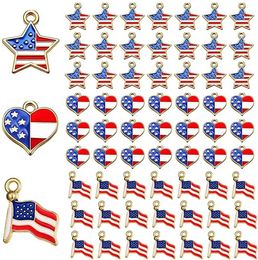 Bengelen kroonluchter 10 stuks American Flag Charms hanger voor 4 juli Independence Day armband ketting diy sieraden maken patriottische ornamenten Z0411