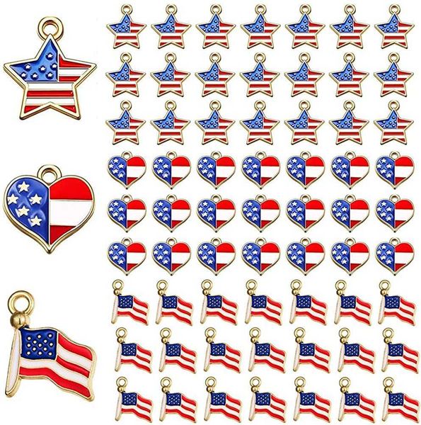 Cuelga la lámpara 10 piezas de la bandera americana Charms colgante para el 4 de julio Día de la Independencia Pulsera Collar DIY Fabricación de joyas Adornos patrióticos Z0411