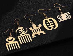 Chandelier en pendaison 10pairs gold africain symbole bouttes oreilles vintage bijoux ethnique adinkra gye nyame pour les femmes44691631298676