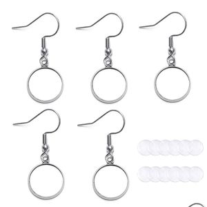 Dangle Lustre 12Mm Taille Intérieure En Acier Couleur Charme Géométrique Boucle D'oreille En Acier Inoxydable Crochet Paramètres De Base Pour La Fabrication De Bijoux Diy Drop Del Dhl5M