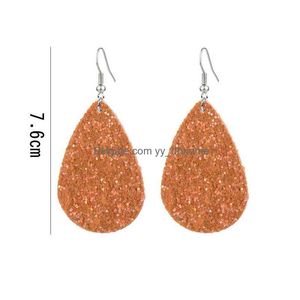 Dangle Chandelier 13 couleurs classiques paillettes paillettes boucles d'oreilles en cuir PU pour femmes personnalisé étoile larme bijoux Stateme Dhigy