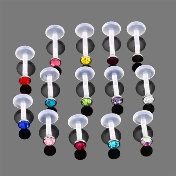 Cuelga la lámpara 14 Unids / lote Bioplast Tragus Piercing Labio Piercings Labret Anillo Cartílago Oreja Studs Anillos Joyería Del Cuerpo 254H