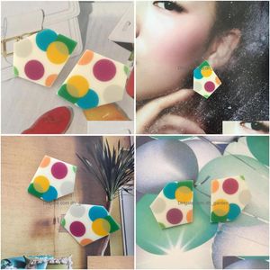 Bengelen kroonluchter 1pair mode geometrisch schilderij acryl oorbellen voor vrouwen candy color stud Korea sieraden cadeau 2021 drop dhgarden dhsps