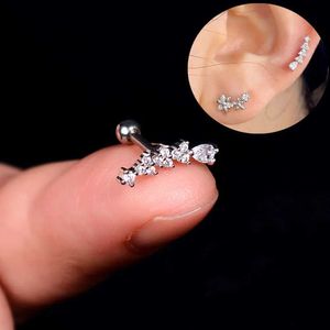 Chandelier en peluche 1pc coréen fashion cz flore fleur étoile boucles d'oreilles cartilage pour les femmes cuivre zircon petit goujon oreille d'oreille de bijoux en piercing