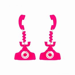Bengelen kroonluchter 2 kleur rood roze telefoon oorbellen voor dames trendy accessoires acryl sieraden drop levering dhf1g