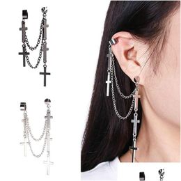 Dangle Lustre 2021 Arrivée Mode Rétro Noir Croix Chaîne Boucle D'oreille Personnalité Dames Femmes Hip Hop Mti-Couche Hommes Boucles D'oreilles Dr Dh8Tp