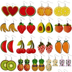 Cuelga la lámpara 2021 Nuevos pendientes de frutas tropicales Stberry Kiwi Naranja Pepino Dragón Manzana Piña para mujeres Joyería Regalo Gota D DHXVJ