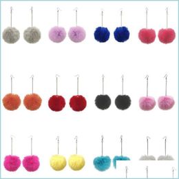 Bengelen kroonluchter 2021 winter dames accessoires mode mooie pom bont ball lange hanger earring sieraden kerstcadeau dro dhd41