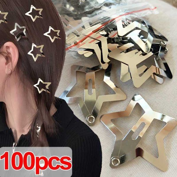 Dangle Chandelier 2100pcs Silver Star Pinces à cheveux pour filles Filigrane Star Metal Snap Clip Épingles à cheveux Barrettes Bijoux de cheveux Sans nickel Sans plomb Z0608