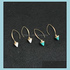 Dangle Lustre 2Colors Naturel Blanc Vert Turquoise Pierre Boucles D'oreilles Flèche Forme Or Couleur Bijoux Pour Femmes Drop Delivery Ot9Dh