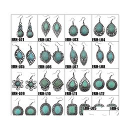 Dangle Lustre 30 Styles Bohème Turquoise Boucles D'oreilles Fleur Hibou Éléphant Tortue Dauphin Papillon Pour Femmes Mode Drop Delive Ot6Re