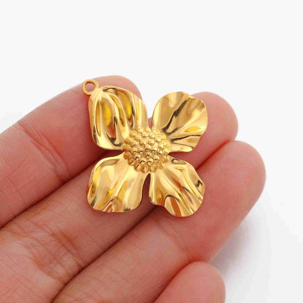 Cuelga la lámpara 3 piezas de acero inoxidable de alta calidad lindos encantos de flores colgante de flor grande para DIY collar pendientes suministros de joyería al por mayor 24316