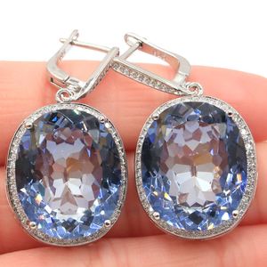 Dangle Chandelier 40x21mm Big Gemstone 22x18mm Mystic Topaz Zultanite Couleur Changeante Alexandrite Topaze Femelles 925 Boucles d'Oreilles en Argent Accrocheur 230428