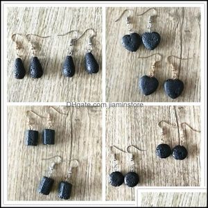 Dangle Lustre 4Styles Goutte D'eau Coeur Noir Pierre De Lave Boucles D'oreilles Collier Diy Aromathérapie Huile Essentielle Diffuseur Boucles D'oreilles Jewe Otlqg