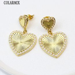 Chandelier enveloppe 5 paires Boucles d'oreilles de coeur classiques pavé les petites perles métalliques longs bijoux gift bel cadeau 30647 231222