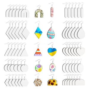 Dangle Chandelier 60x Produits vierges par sublimation Boucles d'oreilles avec crochets de boucles d'oreilles Anneaux de saut pour bijoux DIY Fabrication de bois inachevé Dropship