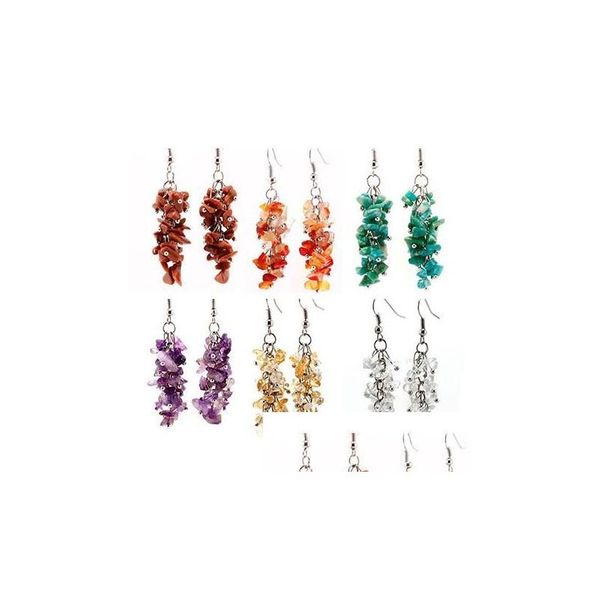 Dangle Chandelier 6Color Creative Fashion Boucles d'oreilles Vente en gros de pierre naturelle Crystal Drop Delivery Jewelry Dh26A