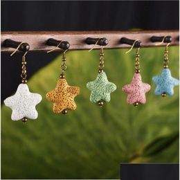 Dangle Kroonluchter 8 Kleuren Ster Lavasteen Oorbellen Per Essentiële Olie Diffuser Natuurlijke Etnische Accessoires Sieraden Vrouwen Drop Delive Dhkie