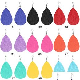 Bengelen Kroonluchter 9 Kleuren Pu Leer Teardrop Oorbellen Dames Waterdruppel Dubbelzijdig Sier Oorhaak Voor Vrouwen Modeontwerper De Dh0Tk