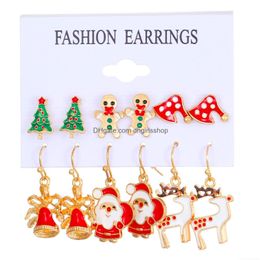 Dangle Chandelier 9 styles élégants boucles d'oreilles de Noël ensemble bonhomme de neige flocon de neige wapiti arbre pour les vacances livraison directe bijoux boucles d'oreilles Dhlgm