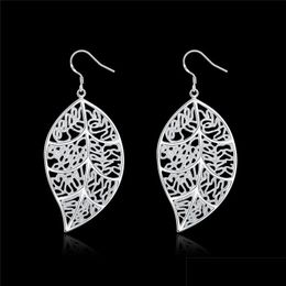 Bengelen kroonluchter 925 sterling sier mode blad oorbellen voor vrouwen bruiloft verloving sieraden beste cadeau kerstval dhseller2010 dhamk