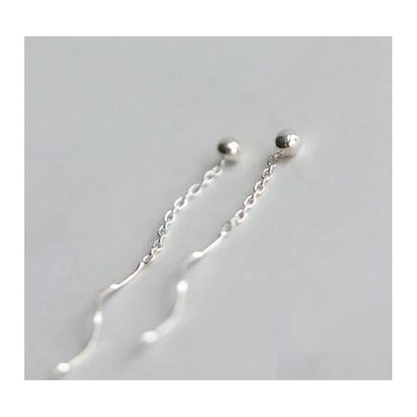 Dangle Lustre 925 Sterling Sier Longue Ligne D'oreille Chaîne Boucles D'oreilles Pour Les Femmes Corée Perle Gland Boucle D'oreille Bijoux De Fête Yme620 Deli Ot1Tq