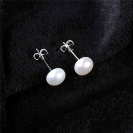 Dangle Lustre 925 Sterling Sier Boucles D'oreilles Rondes Élégant Koreanstyle Nanyang Perle Perle Drop Livraison Bijoux Dhmtw