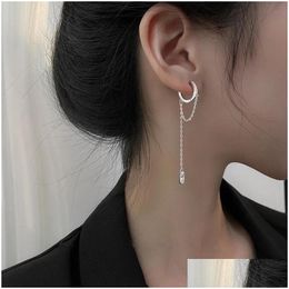 Chandelier enveloppe 925 Sterling Sier Sierl Round Round Perle Long Drop Orees For Women Personnalize Hip Hop Trend with Diamond Party Jewel Dhm0p