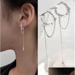 Chandelier en peluche 925 Sterling Sier Sierl Round Round Perle Long Drop Orees For Women Personnalize Hip Hop Trend with Diamond Party Jewel Dhpyn