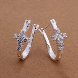 Bengelen kroonluchter 925 sterling zilveren oorbel voor vrouwen dame bruiloft elegant prachtig ontwerp ingelegde stenen kruis sieraden fabriek prijs h240504