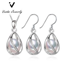 Dange kroonluchter 925 Sterling Silver Jewelry Natural Pearl Pendant Women039S Cage Earrings1848100