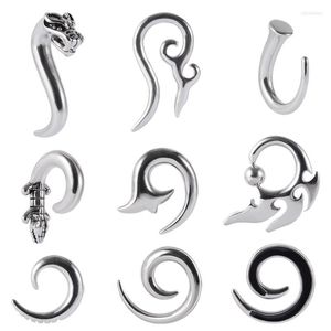 Dangle Lustre 9 pièces en acier inoxydable Puj Ju cerceaux haute qualité spirale oreille poids cerceau boucle d'oreille Crocodile jauge expanseur bijoux