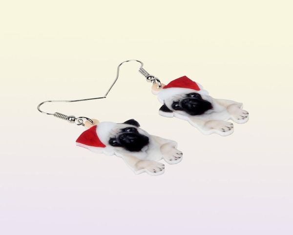 Chandelier en peluche de lustre en acrylique Sweet Pug Dog Boucles d'oreilles déposez les animaux de compagnie mignons cadeaux Girl Télécoles Festival Kid Charms Decoration B8412289