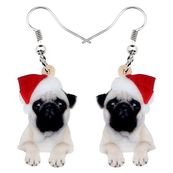 Cuelga Araña Acrílico Navidad Dulce Pug Perro Pendientes Gota Lindas Mascotas Regalo Mujeres Niña Adolescentes Niños Festival Encantos Decoración B210G