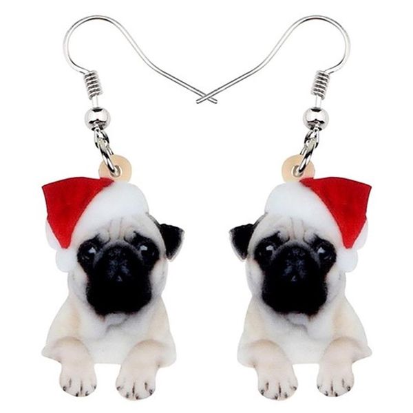 Dangle Chandelier Acrílico Navidad Pug Pug Pendientes Drop Lindo Pets Regalas Mujeres Adolescentes Festivales para niños Decoración B231H