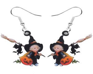 Chandelier en peloton de lustre en acrylique Halloween Broom Hat Witch Pumpkin Boucles d'oreilles chats noirs Bijoux Bijoux Femmes Girls Télérisé G2285729