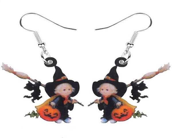 Chandelier en peloton de lustre en acrylique Halloween Broom Hat Witch Pumpkin Boucles d'oreilles chats noirs Bijoux Bijoux Femmes Girls Télérisé G2285729