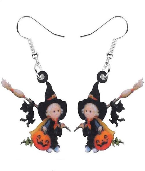 Chandelier en lustre acrylique Halloween Broom Hat Witch Pumpkin Boucles d'oreilles de chat noir Drop Decoration Bijoux Femmes Girls Télérisé G7300282