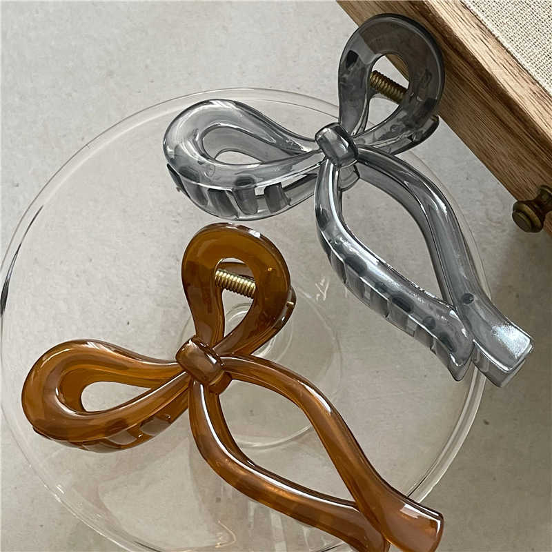 Dangle Chandelier Acrylic jelly Ribbon Bow New Clip Clip Female Hair Claw 2022 Woman Hairpin Hairdress Clip Clip Exclues Z0608